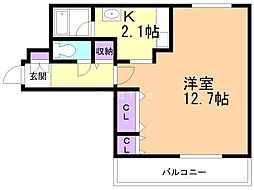 モデュロール南円山 4階1Kの間取り