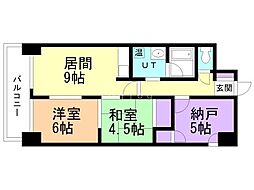 朝日プラザ一条橋 3階2LDKの間取り