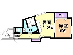 コートロティ大通 1DKの間取図画像