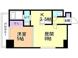 椿ガーデン 5階1LDKの間取り