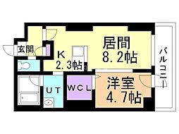 Ｓ−ＲＥＳＩＤＥＮＣＥ近代美術館前 3階1LDKの間取り