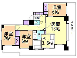 クリーンサッポロ医大西 5階3LDKの間取り