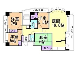 ダイアパレスガレリアシティセンターウィング 4LDKの間取図画像