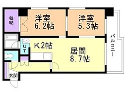 ルネサンス山鼻 2階2LDKの間取り