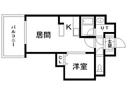 レガーロ美術館通 3階1LDKの間取り