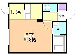 グローリア南10条 1階1Kの間取り