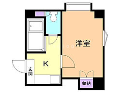 ペントハウス札幌 1Kの間取図画像