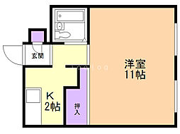 グランメール北2条 1Kの間取図画像