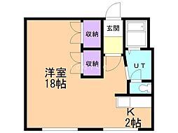 レジデンスふれあい 1Kの間取図画像