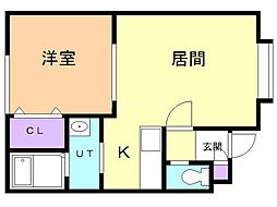 エクシード南15条 1LDKの間取図画像