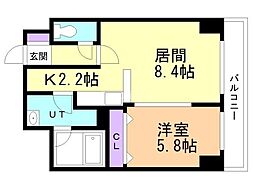 キャロット13 1LDKの間取図画像