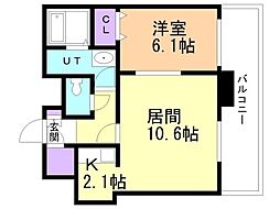ティアラタワー中島倶楽部 1LDKの間取図画像