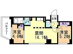 ビッグパレス中島公園リバーサイドB棟 2LDKの間取図画像