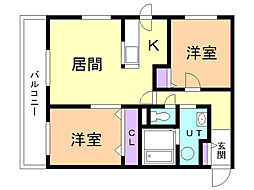 シャトーアネックス 2LDKの間取図画像