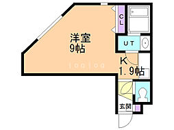 エヴァンスコート南1条 1Kの間取図画像