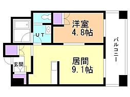 ラフィネタワー札幌南3条 1DKの間取図画像