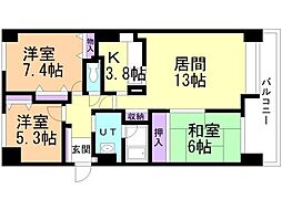 オリエンタルコートオートモ 3LDKの間取図画像