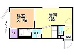 mtガーデン円山 1LDKの間取図画像