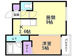 ガイアールS8 1LDKの間取図画像