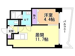 ビッグパレス中島公園リバーサイドB棟 1LDKの間取図画像
