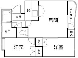 セゾンド円山 2LDKの間取図画像