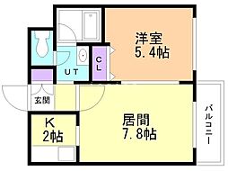 ミュプレ円山公園 1LDKの間取図画像
