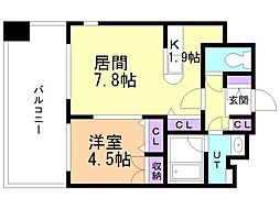 レガーロ美術館通 1LDKの間取図画像