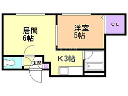 ツインズ南8条壱番館 1LDKの間取図画像