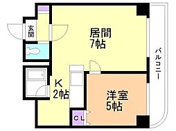 ドエル・ラクーン・大通公園 1LDKの間取図画像