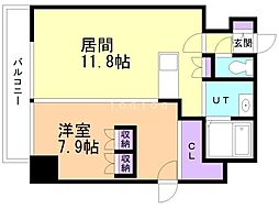 アルファスクエア南4条東 1LDKの間取図画像