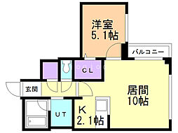 コローレサウスエイト 1LDKの間取図画像