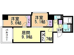 HSCOURT医大前 2LDKの間取図画像