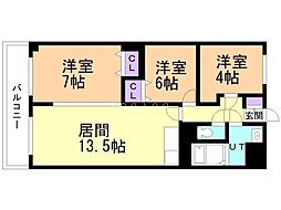 共済ハウス 3LDKの間取図画像