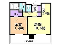 ビッグパレス南5条 1LDKの間取図画像