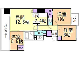 シティハウス円山 3LDKの間取図画像