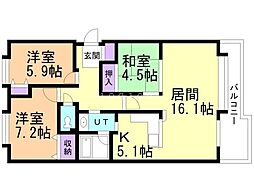 エクセルシオール宮の森 3LDKの間取図画像