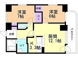 インペリアル山鼻 2LDKの間取図画像