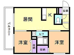 ラフィナート北円山 2LDKの間取図画像