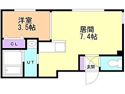 レジデンス円山北 1DKの間取図画像