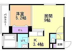 ange-sentier 1LDKの間取図画像