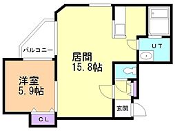 ibiza中島公園 1LDKの間取図画像