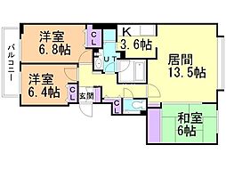 ロジェ札幌駅東 3LDKの間取図画像
