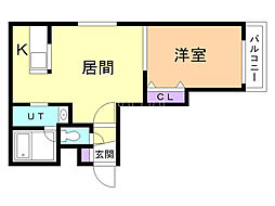 アベニール中島公園 1LDKの間取図画像