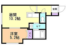 アルファー豊平 1LDKの間取図画像