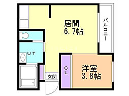 エストラーダN18 1LDKの間取図画像