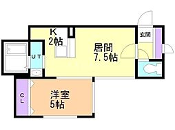 エルミタージュ 1LDKの間取図画像