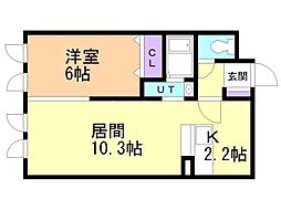 エルミタージュ 1LDKの間取図画像
