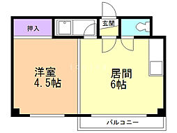 高栄パーク 1DKの間取図画像