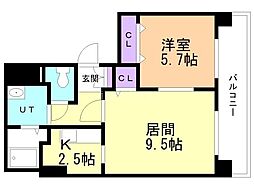 ティアラタワー中島倶楽部 1LDKの間取図画像