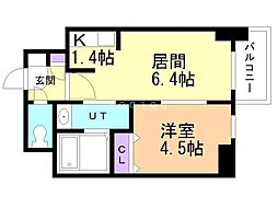 シュクル医大南 1DKの間取図画像